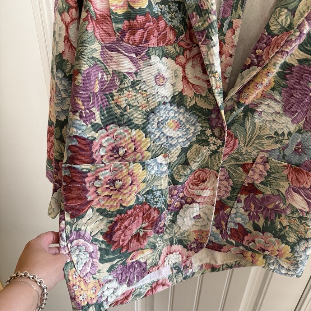 Vintage Floral Tapestry Blazer Gotcha Covered Women’s Size XL USA Made - Picture 3 of 12